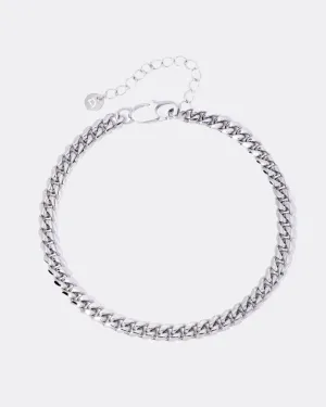 CLEAN CUBAN ANKLET. - 6MM WHITE GOLD