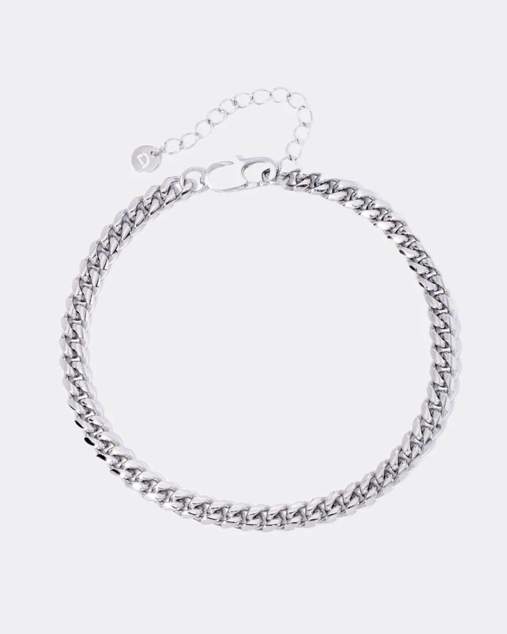 CLEAN CUBAN ANKLET. - 6MM WHITE GOLD