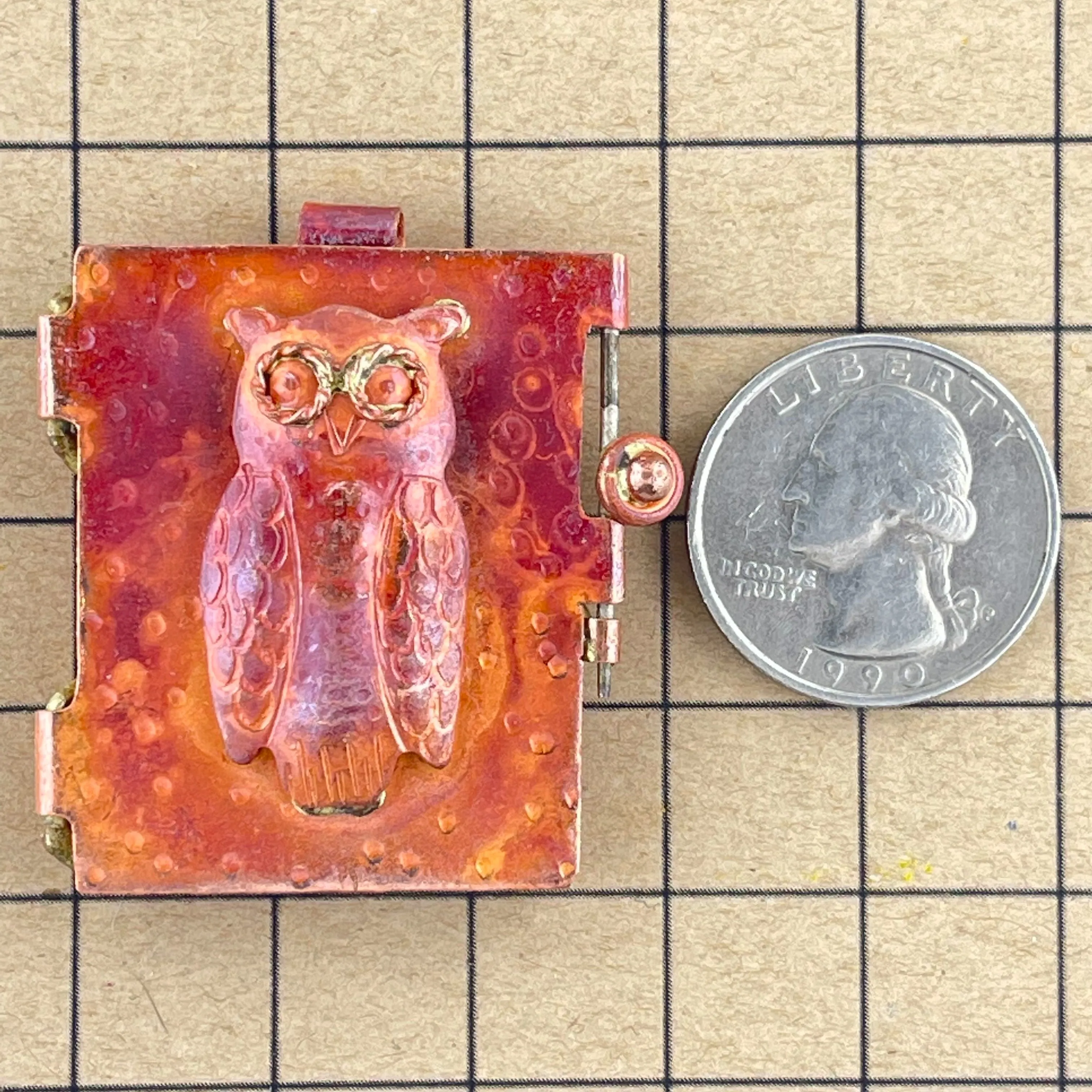 Copper Owl Locket for Necklace