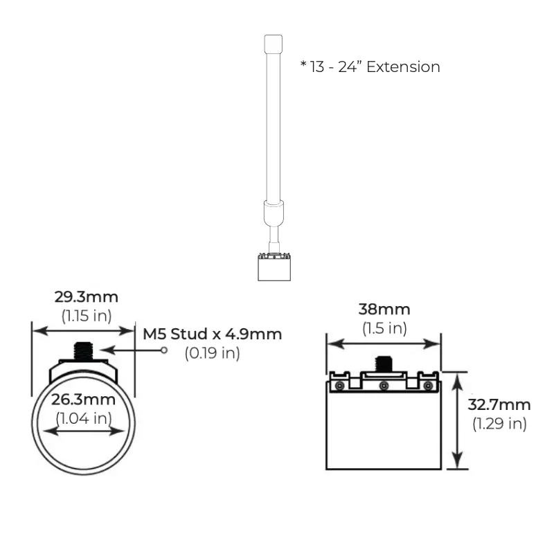 Core SLQ-25 SLINQ 4.4W/ft IP65 24V Flexible 360º Round Neon LED Strip, Telescopic Extension Support