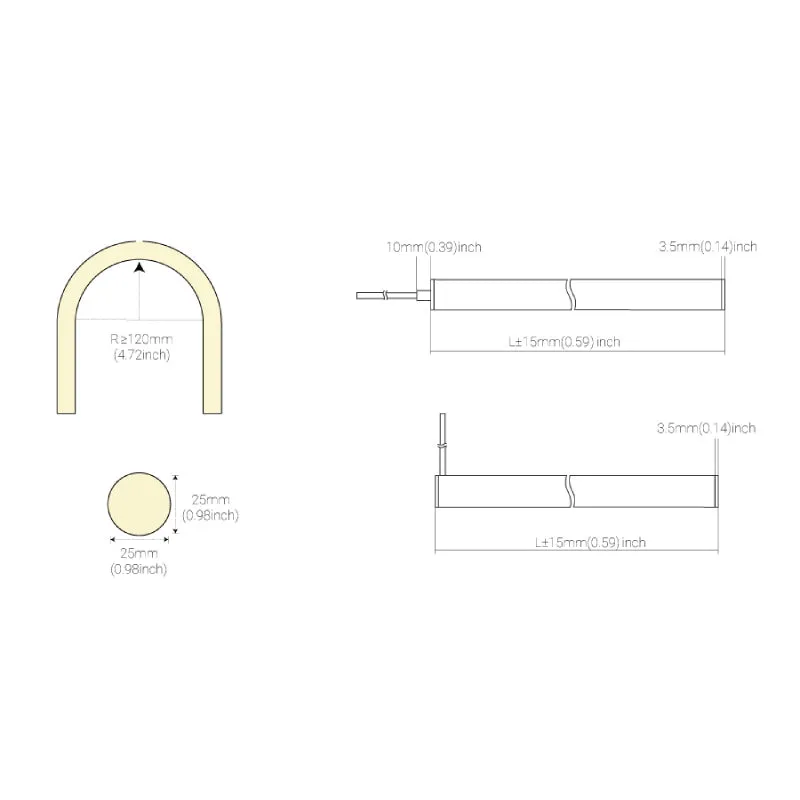 Core SLQ-25 SLINQ 4.4W/ft IP65 24V Flexible 360º Round Neon LED Strip, Telescopic Extension Support