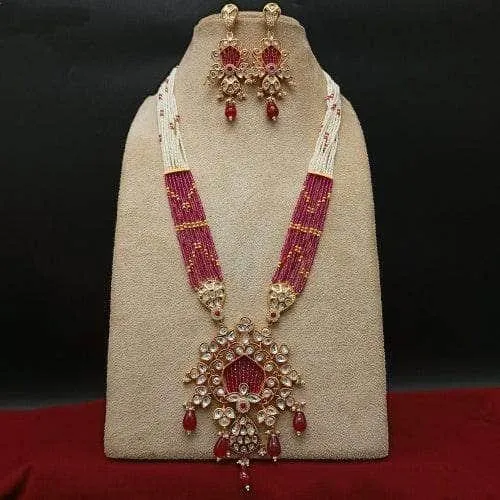 Crystal Kundan Pendant Cord Necklace