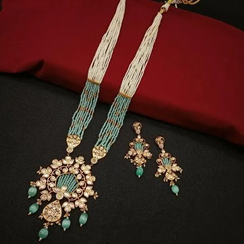 Crystal Kundan Pendant Cord Necklace