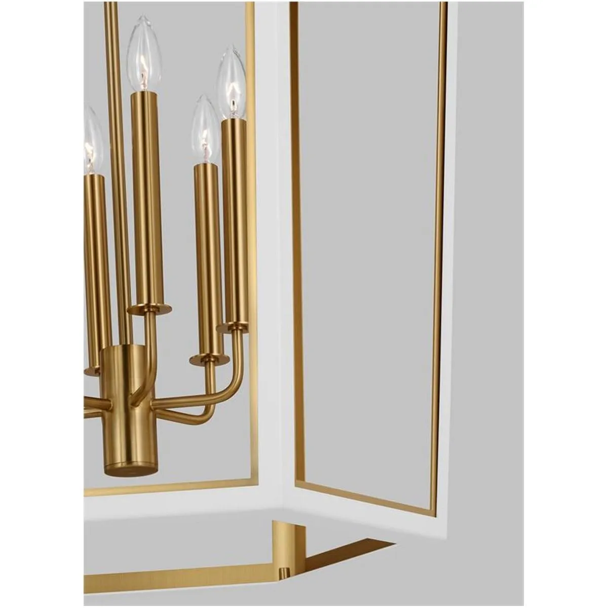 Curt 27 in. 6 Lights Pendant Light White & Brass Finish