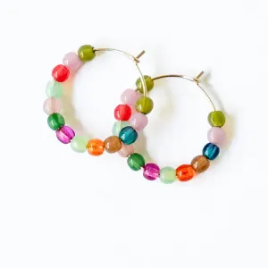 Cute Little Gold Filled Hoops With Beads - WS