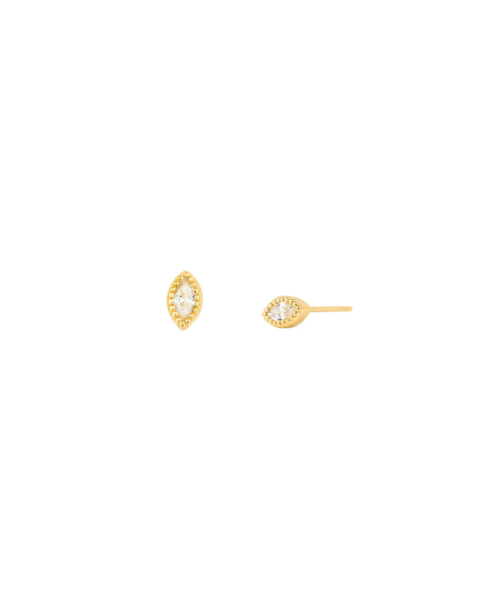 CZ Milgrain Marquise Studs