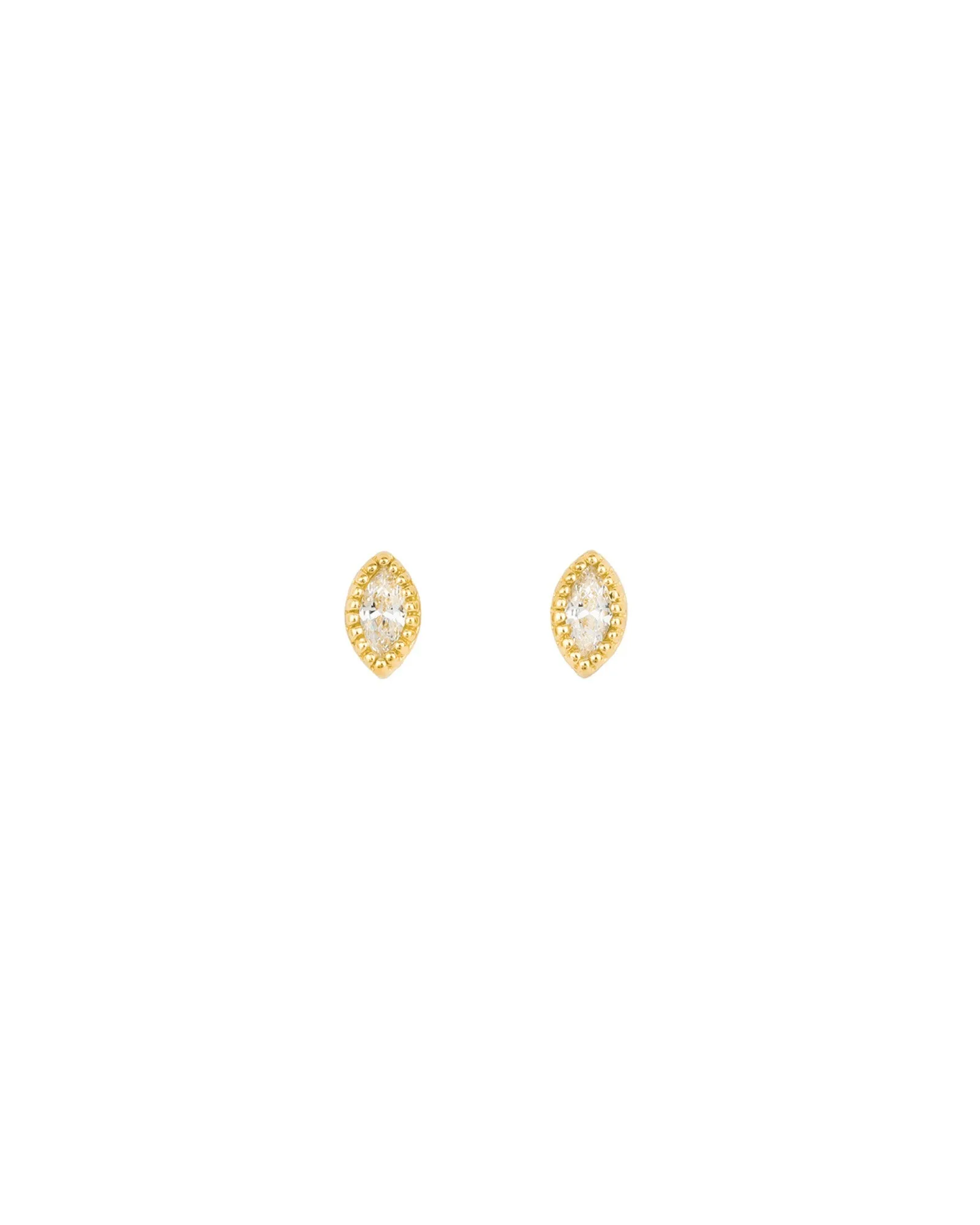 CZ Milgrain Marquise Studs