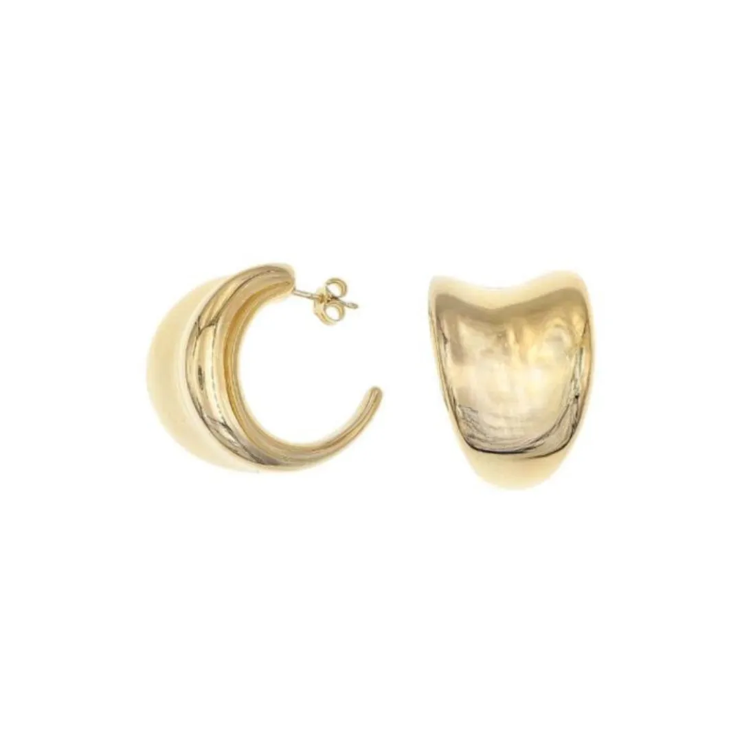 Electroform Curve Shiny Hoop Earrings - Gold