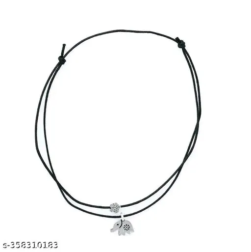 Enchanting Elephant Charm Anklet - Adjustable Oxidised Silver