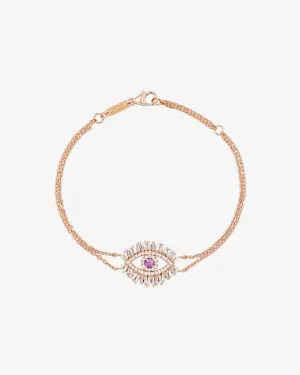 Evil Eye Midi Pink Sapphire Half Pavé Bracelet