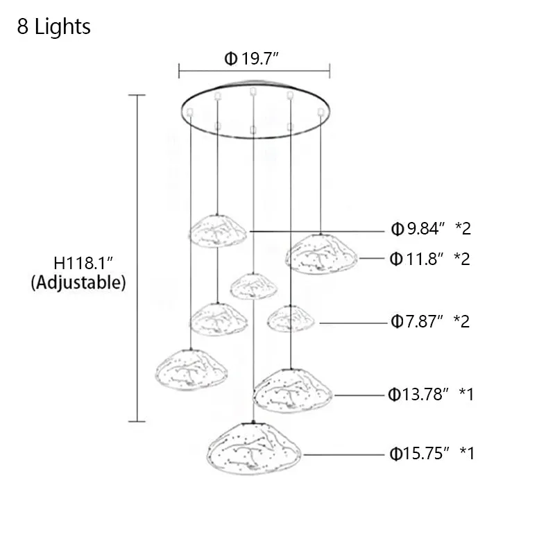 Extra Large Nordic Minimalist Glass Cloud Decorative Chandelier for Stairs/Living Room/High-ceiling Room