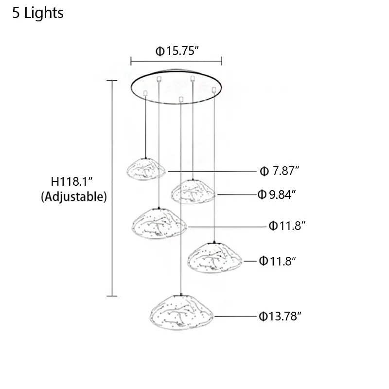 Extra Large Nordic Minimalist Glass Cloud Decorative Chandelier for Stairs/Living Room/High-ceiling Room