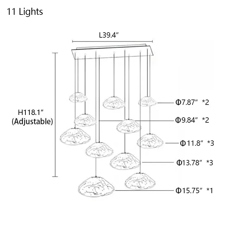 Extra Large Nordic Minimalist Glass Cloud Decorative Chandelier for Stairs/Living Room/High-ceiling Room