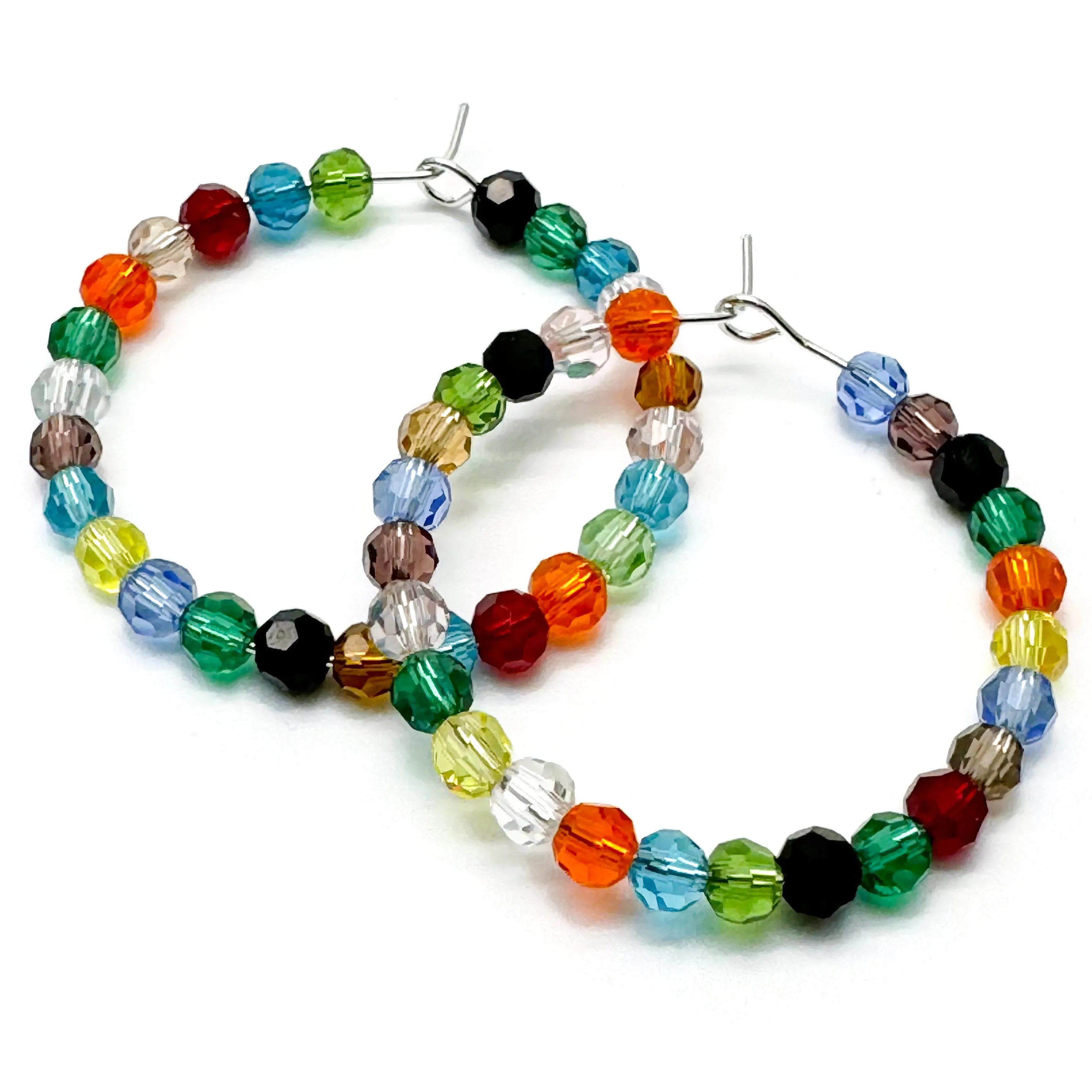 Faceted Glass Bead Autumn Colour Hoops 35mm