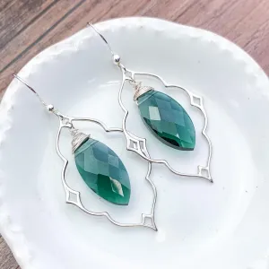 Filigree Emerald Quartz Earrings