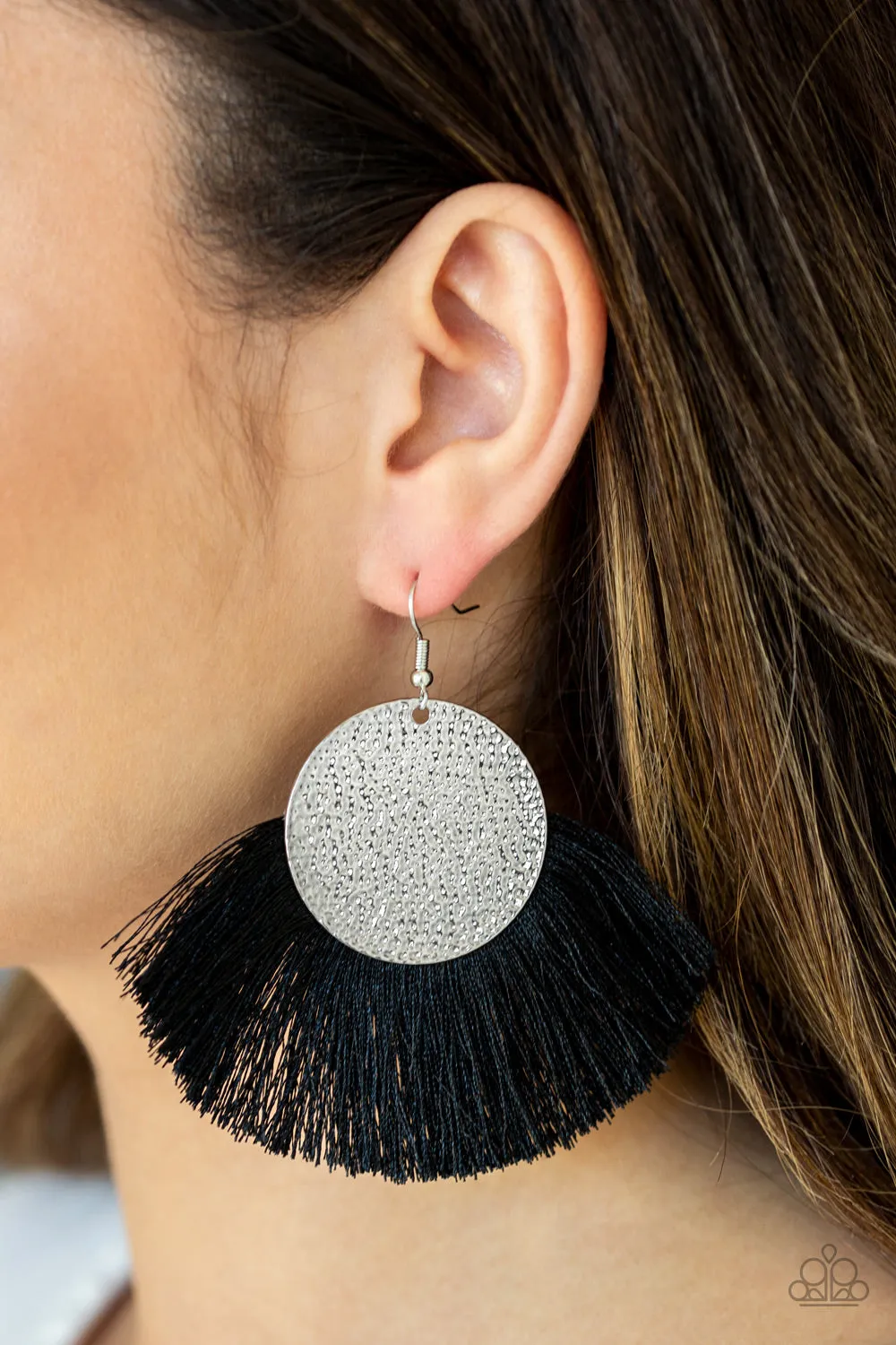 Foxtrot Fringe Black-Earrings