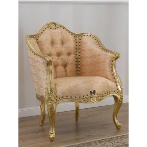 French Baroque Style Champagne Sofa Chair Gold Leaf