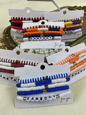 Gameday Set of 5 Stretch Bracelets- 6 Colors