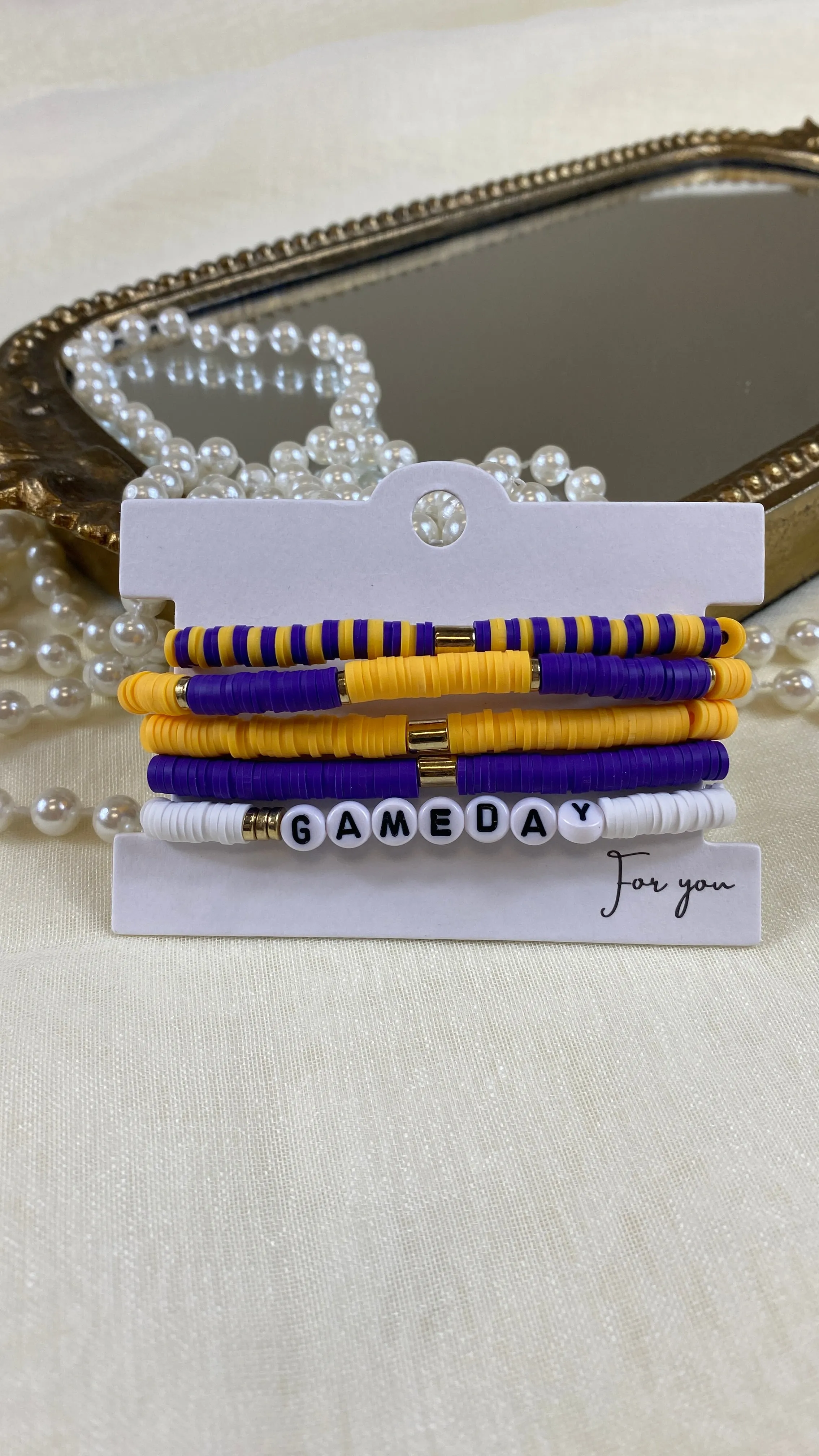 Gameday Set of 5 Stretch Bracelets- 6 Colors