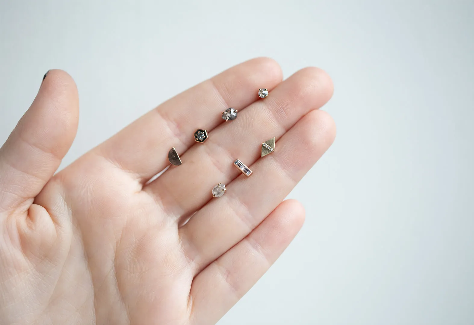 Geometric Pavé Diamond Studs