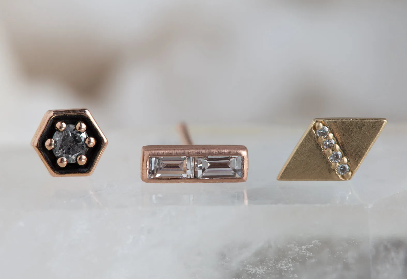 Geometric Pavé Diamond Studs