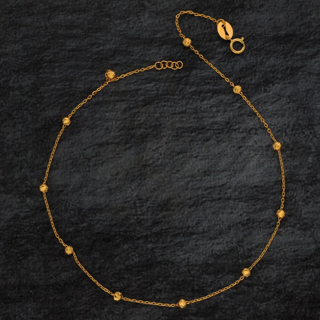 Gold Bead Small Ball Link Anklet 21KT - FKJANKL21KM8372