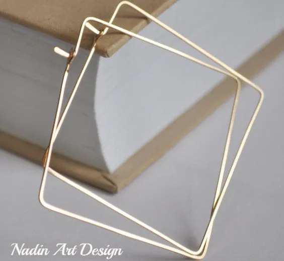 Gold Filled Square Hoop Earrings