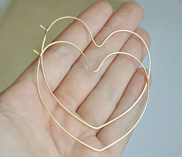 Gold Heart Hoop Earrings