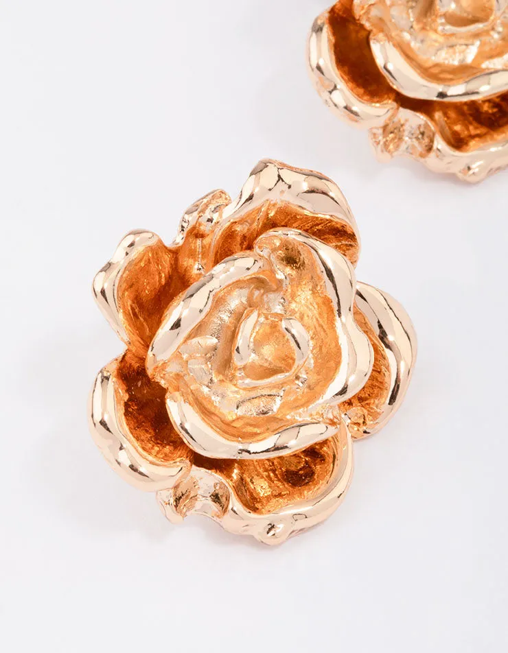 Gold Layered Flower Stud Earrings