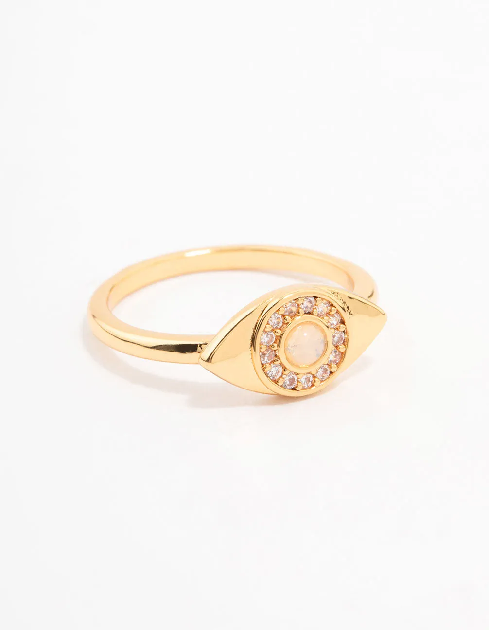 Gold Plated Opulent Cubic Zirconia Evil Eye Ring