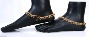 Gold Trendy Traditional Indian Style Anklet - Gold Plated Chain Anklet (10.5 Inch)