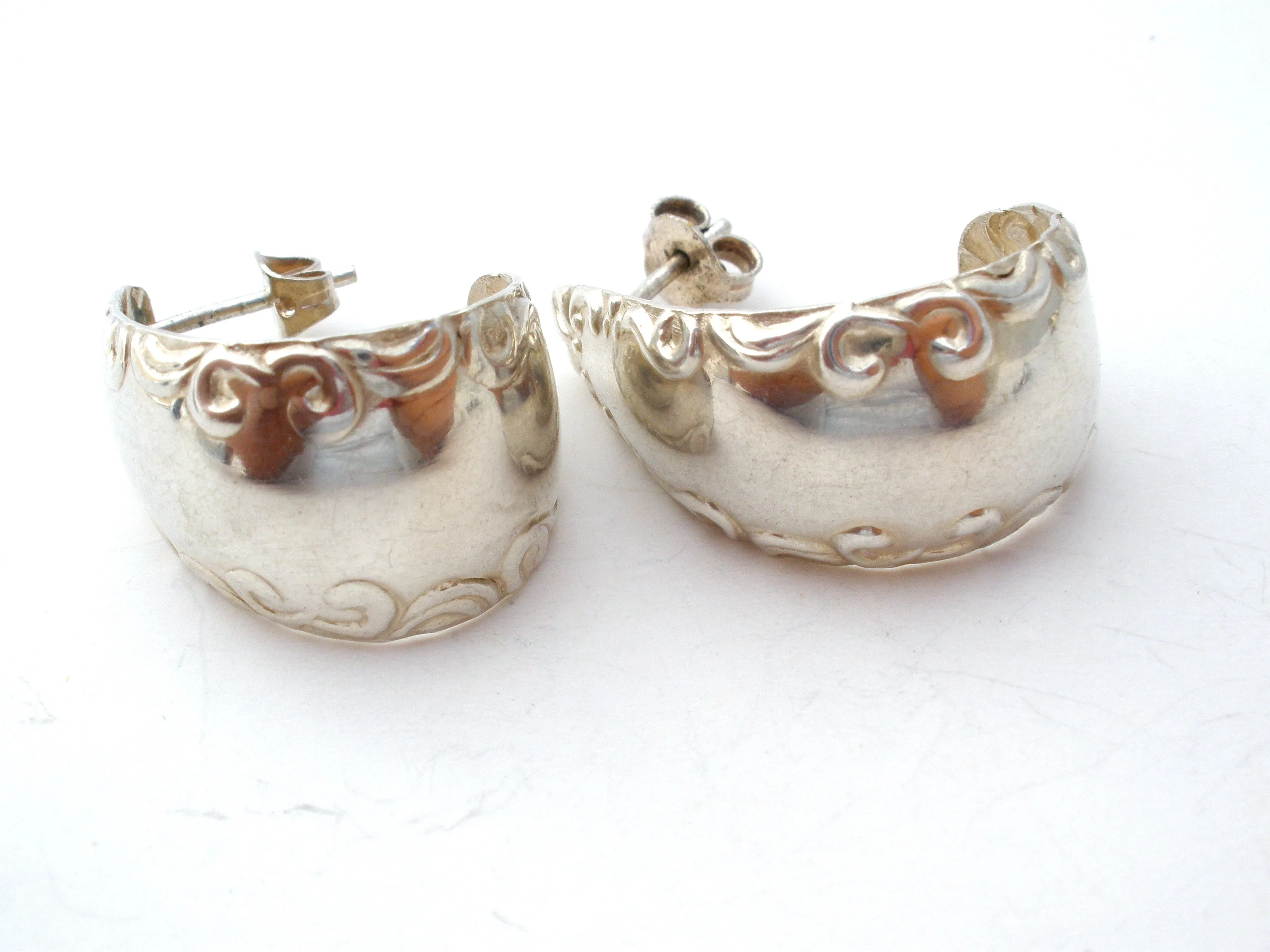 Half Hoop 925 Earrings Spoon Style Vintage