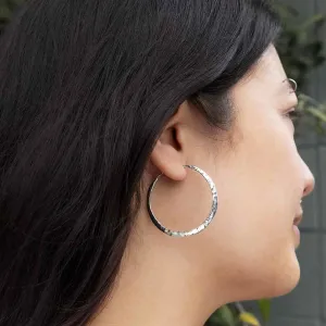 Hammered Silver Hoops