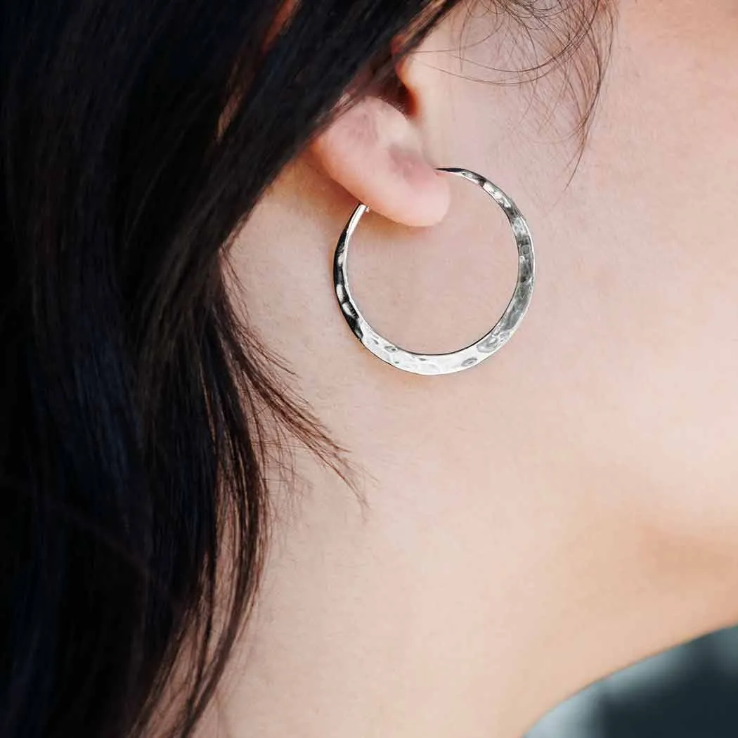 Hammered Silver Hoops