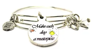 Hand Painted Make Each Day A Masterpiece Expandable Bangle Bracelet Set