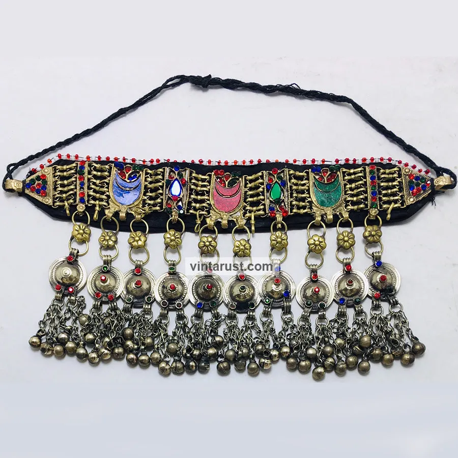 Handcrafted Collar Choker Necklace With Dangling Bells