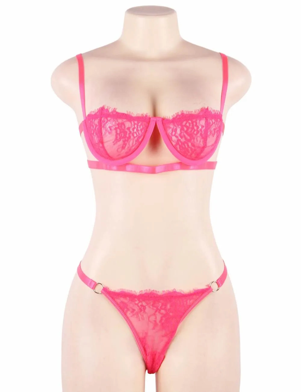 High Quality Beautiful Lingerie Lace Bra & Panty Set Egypt With Steel ring