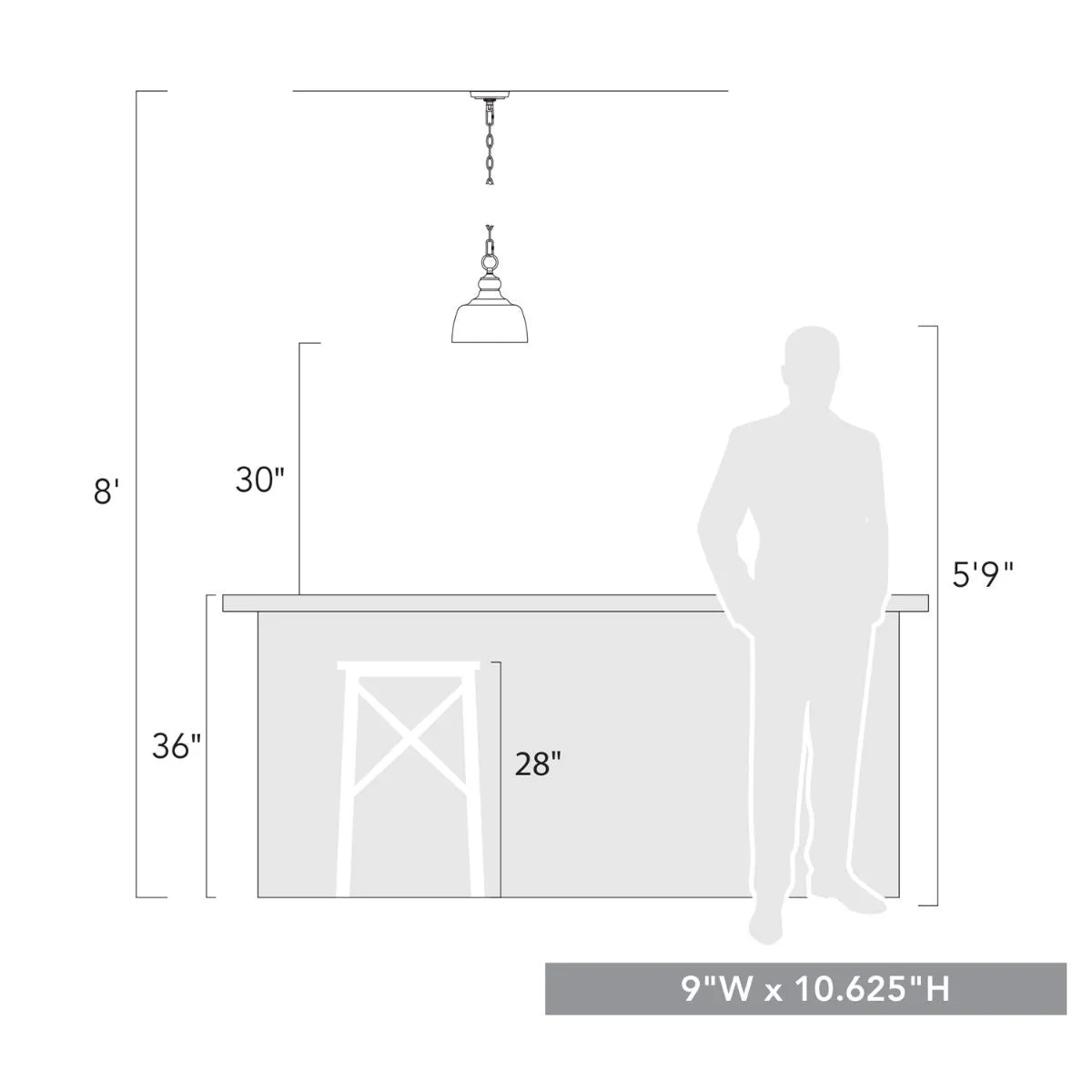 Holmes 9 in. Pendant Light Matte White Finish