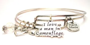 I Love A Man In Camouflage Expandable Bangle Bracelet Set