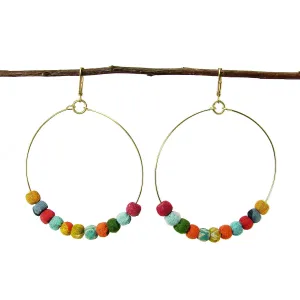 Kantha Beaded Hoop Earrings WorldFinds