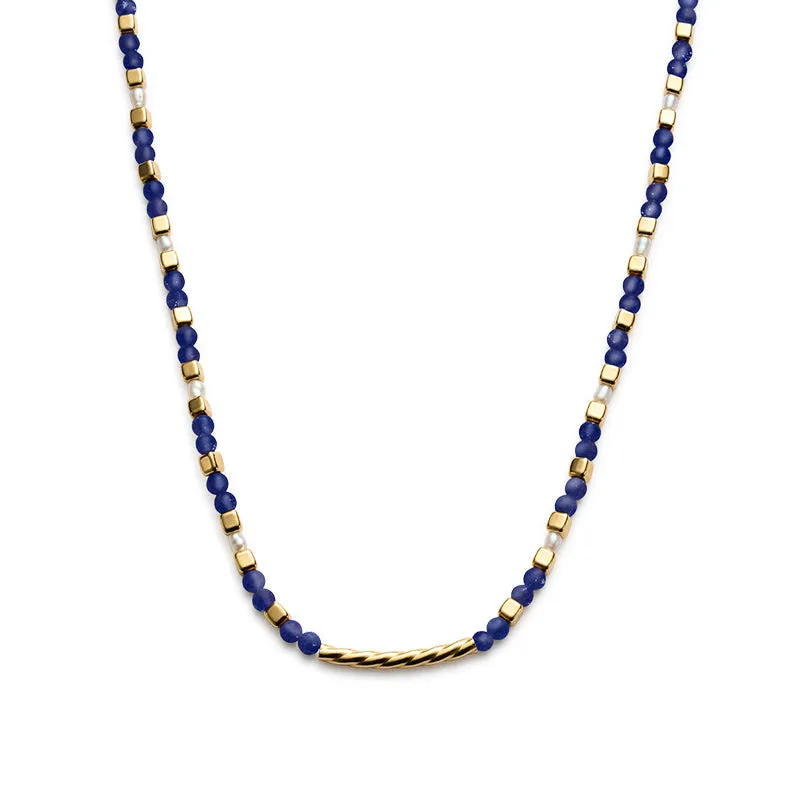 LAPIS BEADED NECKLACE