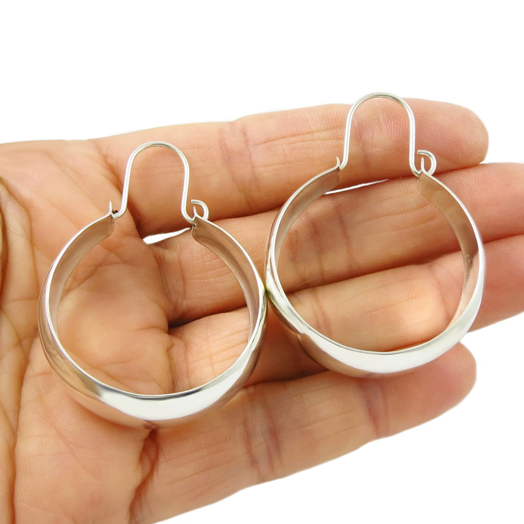 Large 925 Sterling Silver Creole Hoop Earrings