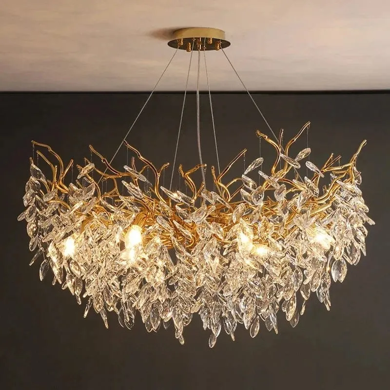 Large Modern Chandelier with Crystal Branches and Pendants