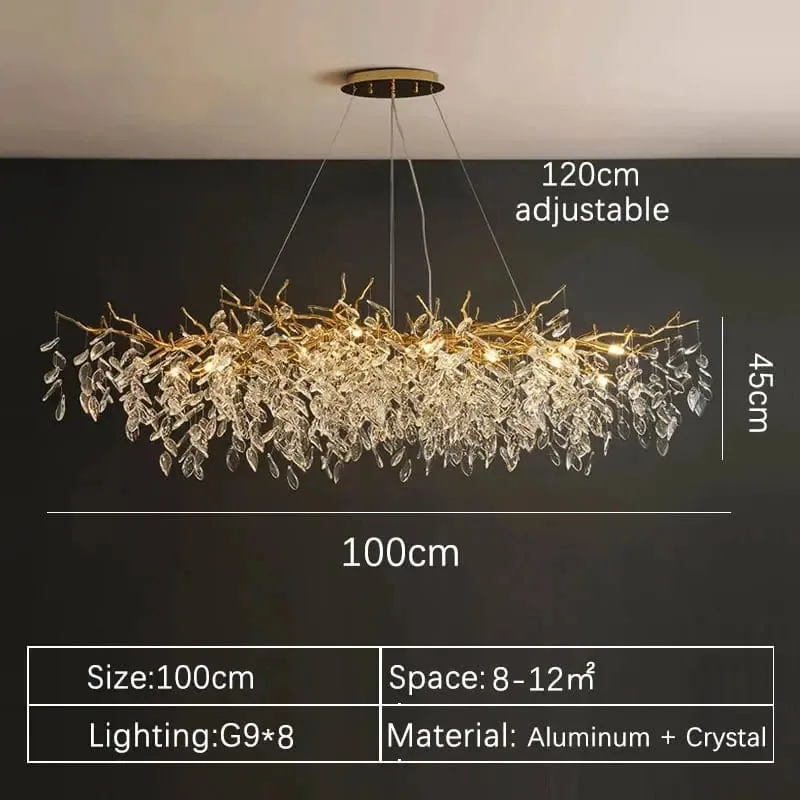 Large Modern Chandelier with Crystal Branches and Pendants