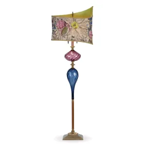 Lele Floor Lamp F198AO1159 Colors Green Purple Blue Blown Glass and Fabric by Kinzig Design