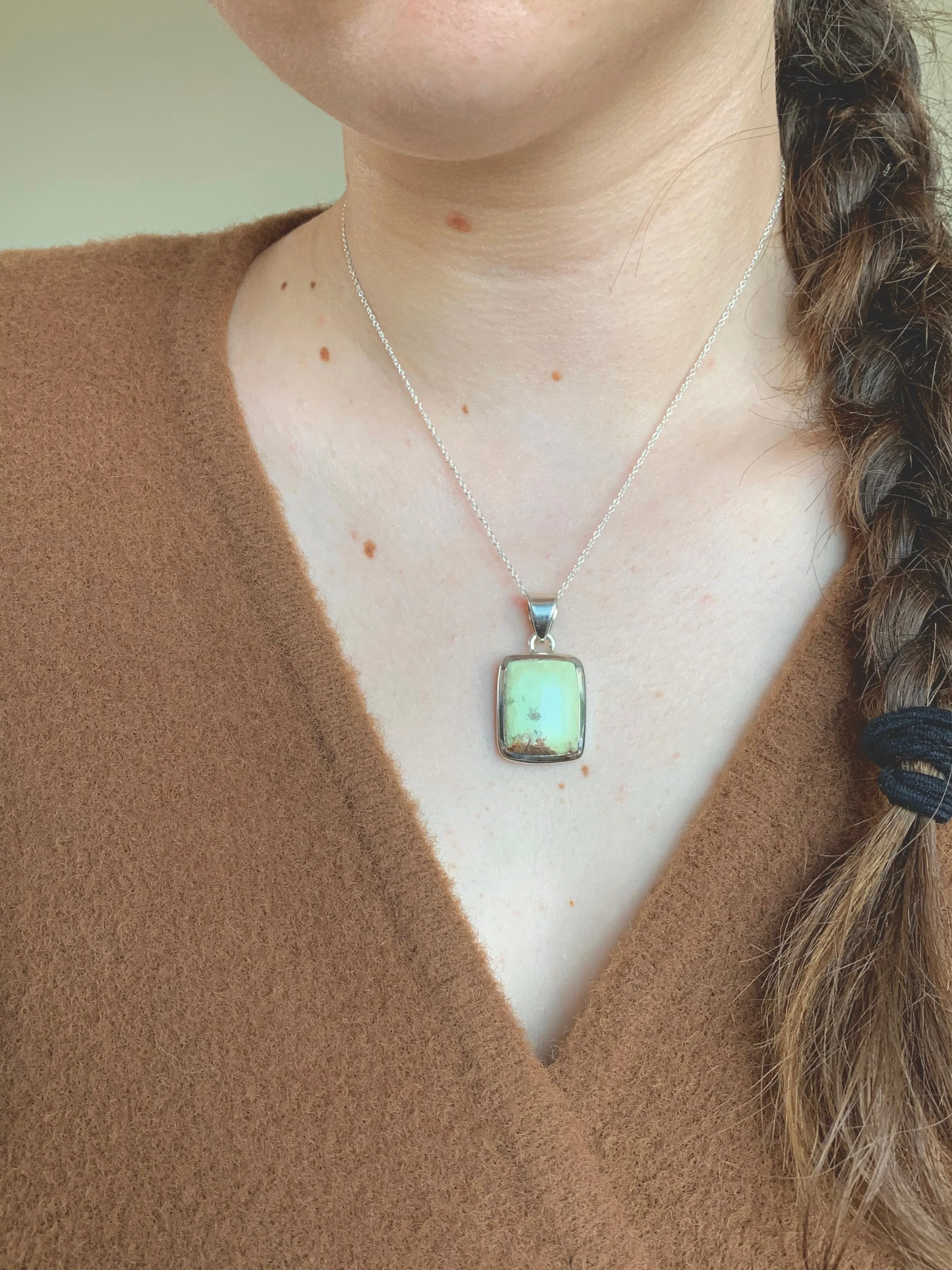 Lemon Chrysoprase Naevia Pendant - Rectangle