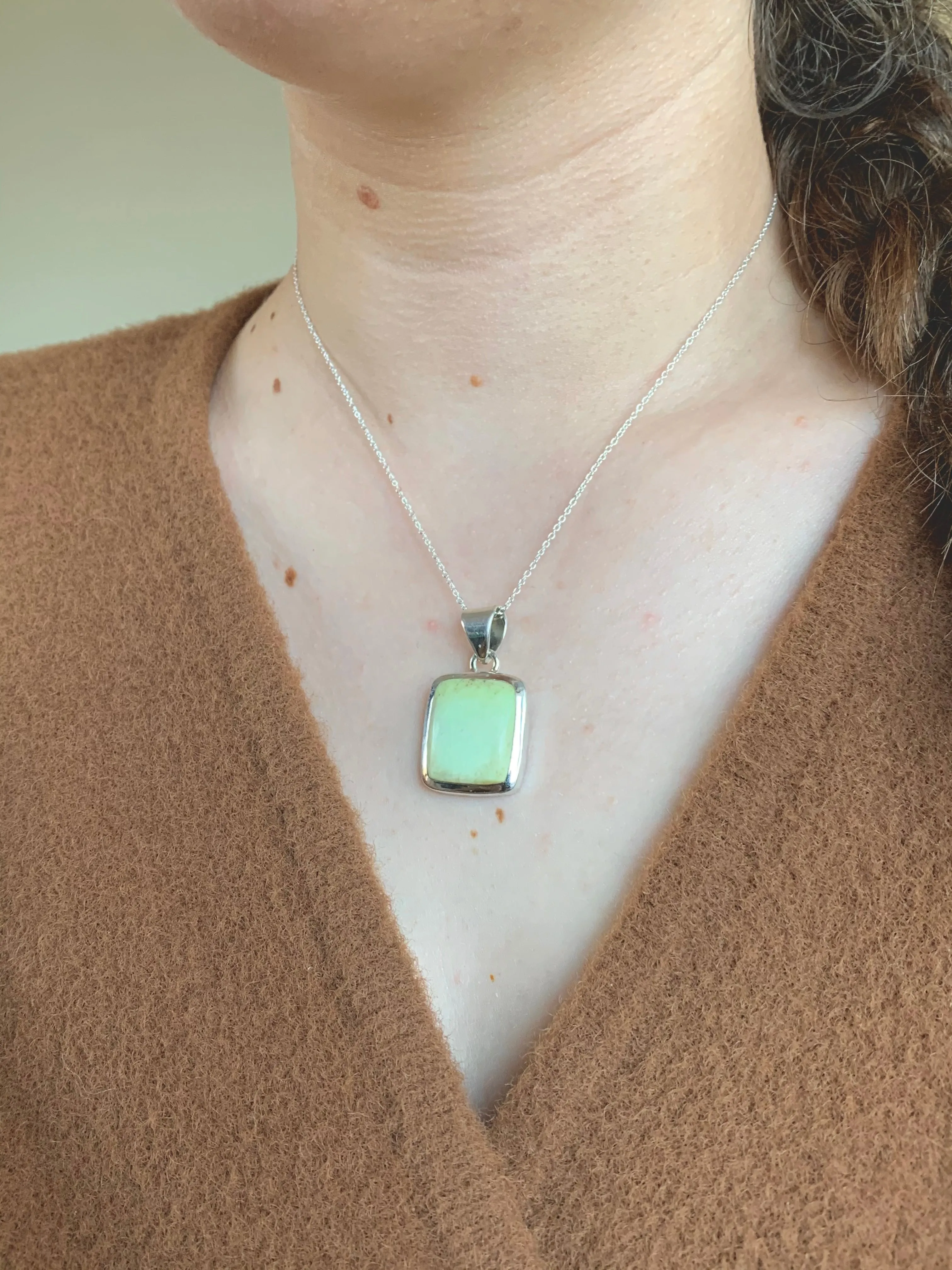 Lemon Chrysoprase Naevia Pendant - Square