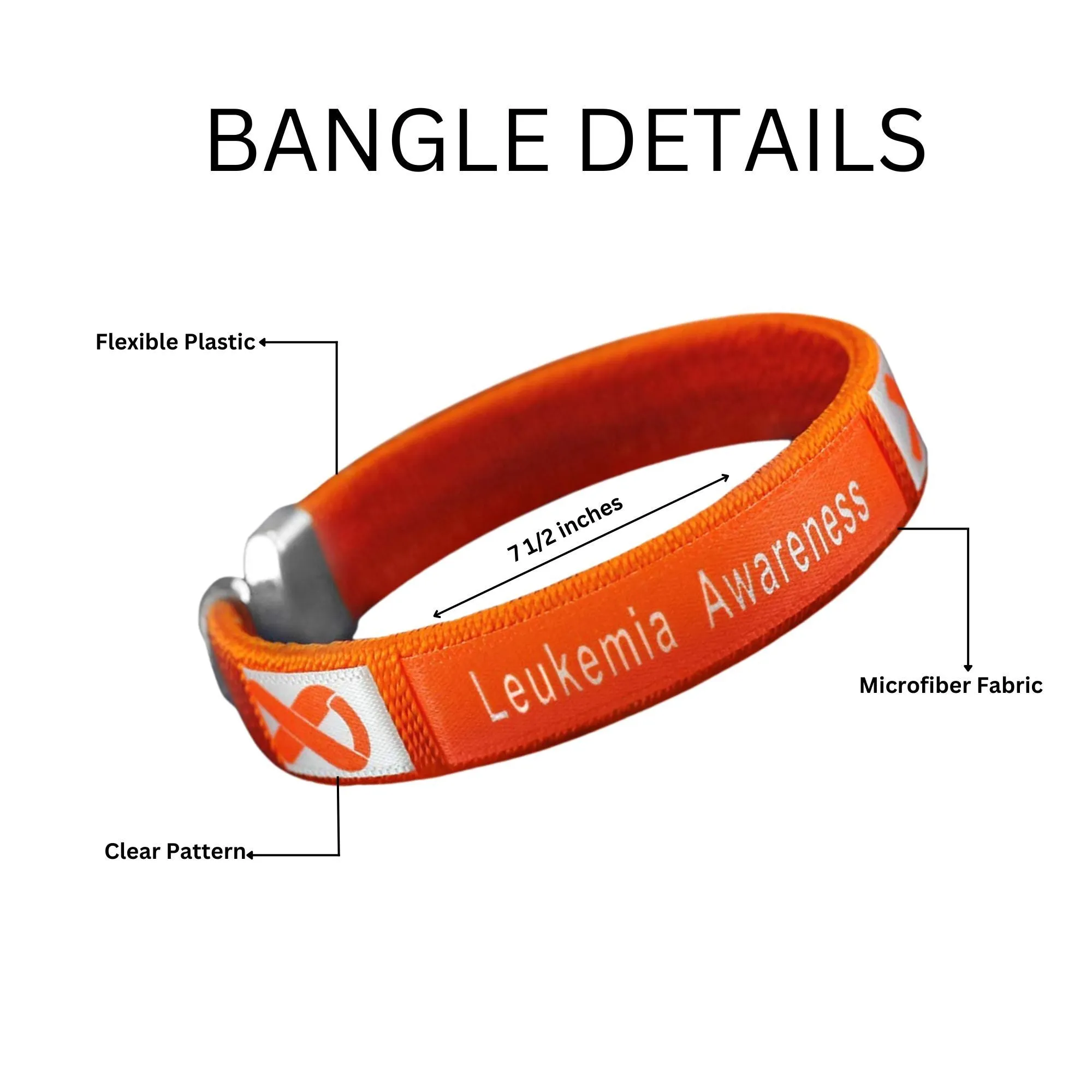 Leukemia Awareness Orange Ribbon Bangle Bracelets