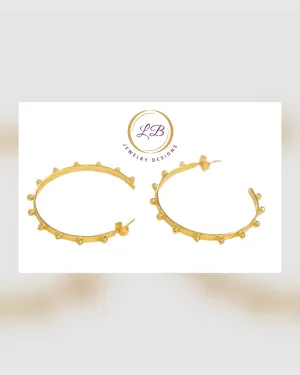 Lightweight Dot-Design Gold Hoops