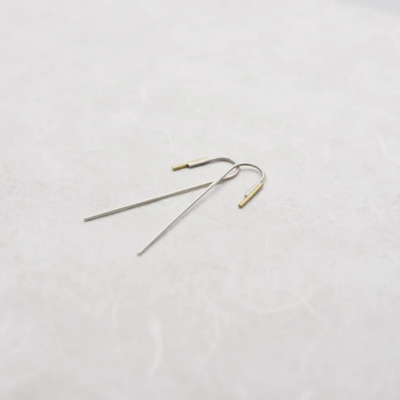 Long arch earrings N°18 in sterling silver & solid gold